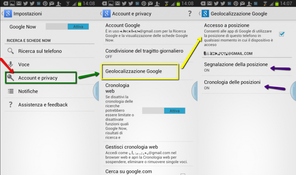 Location History su Smartphone