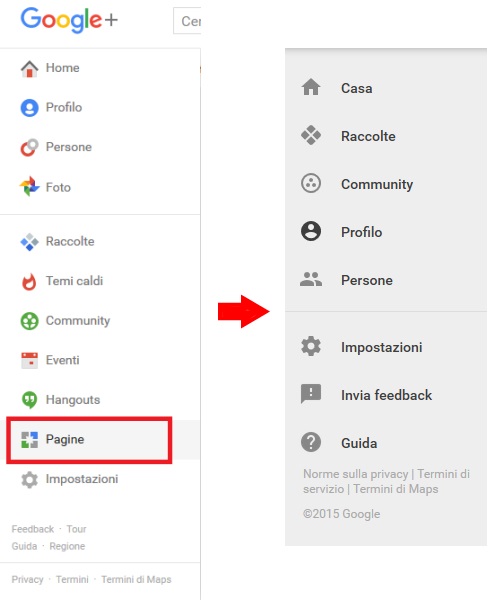 menu nuovo g+