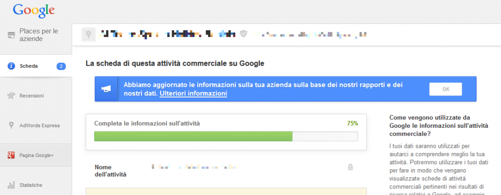 Rivendicare la scheda Google Places non basta