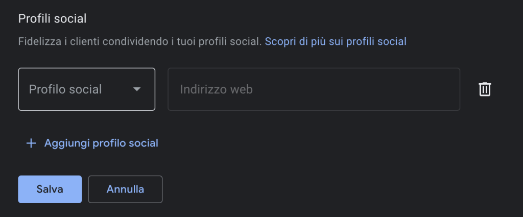 Profili social Google Business Profile