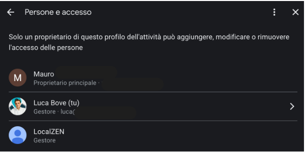 Persone e accesso GBP